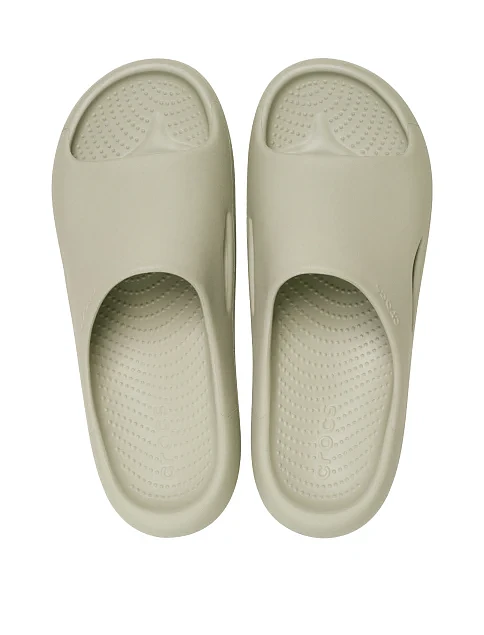 Мужские шлепанцы Crocs Mellow Slide резиновые бежевые - фото 4 - Miraton