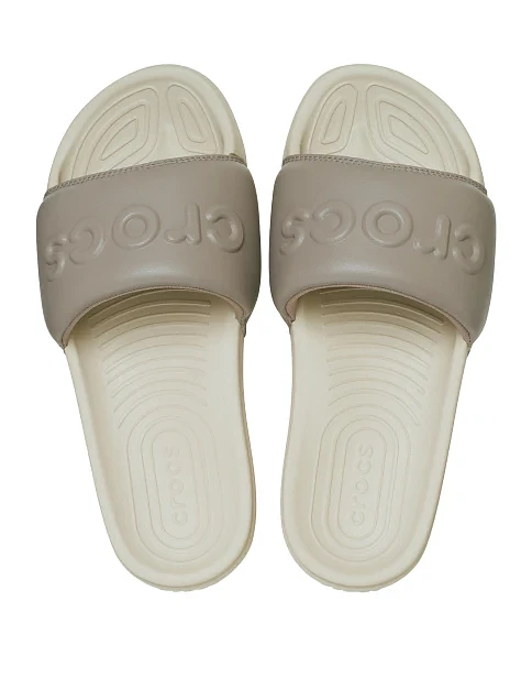 Женские шлепанцы Crocs All Day Slide из экокожи бежевые - фото 4 - Miraton