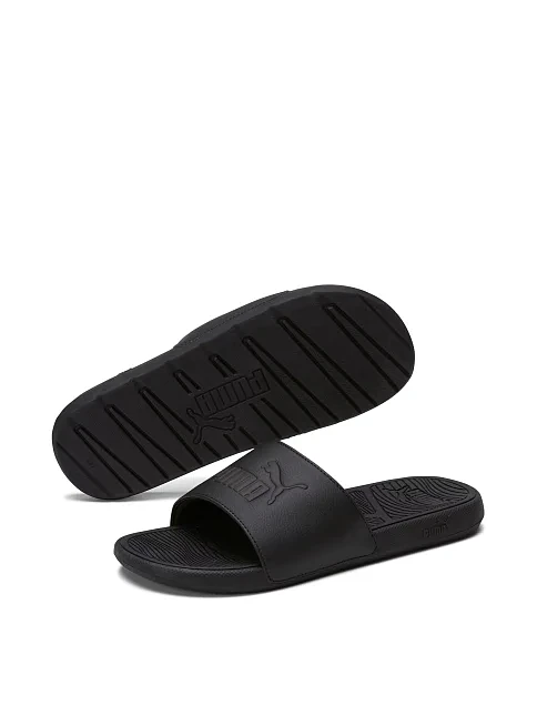 Мужские шлепанцы PUMA Cool Cat 2.0 из экокожи черные - фото 2 - Miraton