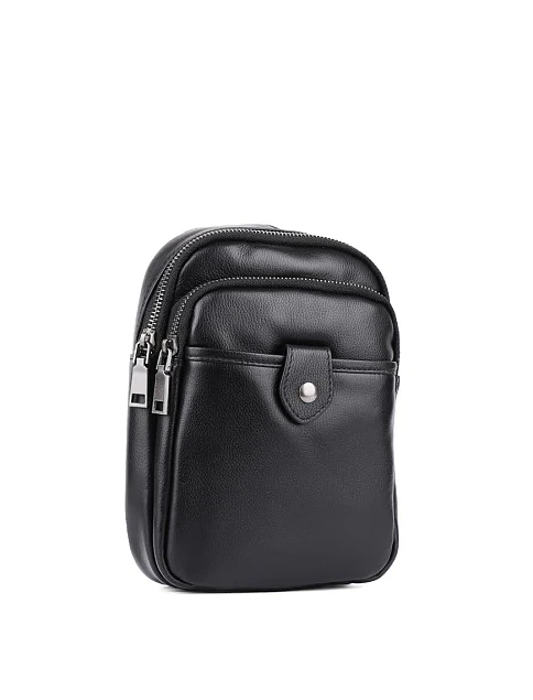 Чоловіча сумка слінг шкіряна чорна - фото 2 - Miraton