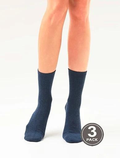 Набір жіночих високих шкарпеток Legs бавовняні сині(21 Socks ) - фото 3 - Miraton