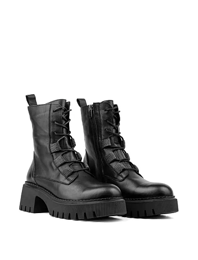 Жіночі черевики берці чорні шкіряні з підкладкою байка (018 8142) - фото 3 - Miraton