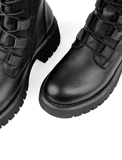 Жіночі черевики берці чорні шкіряні з підкладкою байка (018 8142) - фото 5 - Miraton