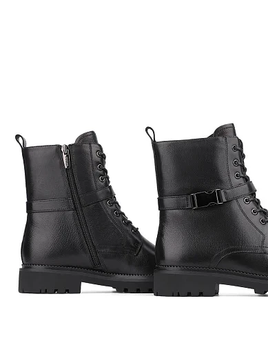 Жіночі черевики берці чорні шкіряні з підкладкою із натурального хутра (0739M-6103-777) - фото 5 - Miraton