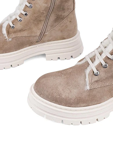 Жіночі черевики берці коричневі велюрові з підкладкою із натурального хутра (390-5021) - фото 5 - Miraton