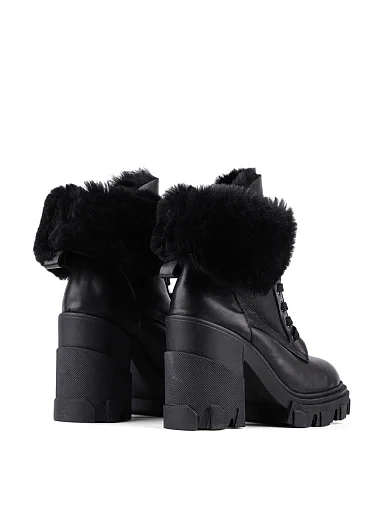 Жіночі черевики чорні шкіряні з підкладкою із натурального хутра (23KB-1065-1) - фото 4 - Miraton