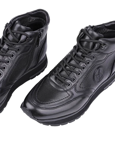 Чоловічі черевики спортивні чорні шкіряні з підкладкою байка - фото 5 - Miraton