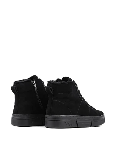 Жіночі черевики чорні велюрові з підкладкою із натурального хутра (JR1008-15A) - фото 4 - Miraton