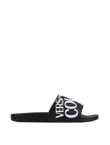 Жіночі шльопанці VERSACE JEANS COUTURE чорні гумові (75VA3SQ1) фото 1