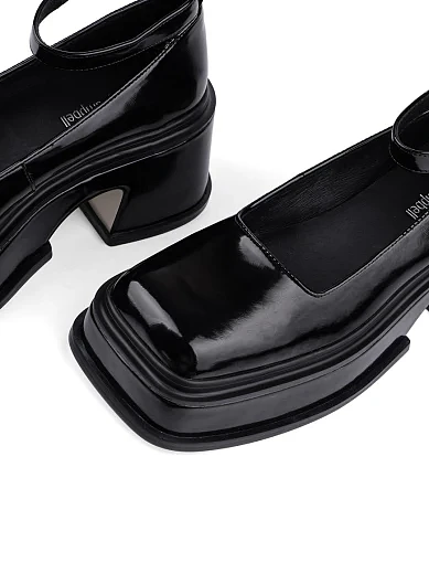 Жіночі туфлі квадратний носок чорні шкіряні (EMPATH) - фото 5 - Miraton