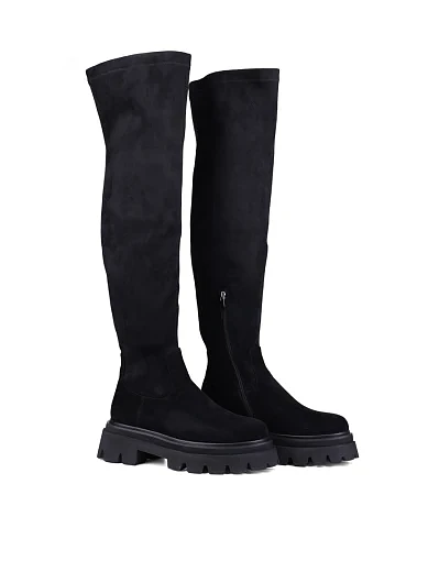 Жіночі ботфорти MIRATON велюрові чорні (3236-2210) - фото 3 - Miraton