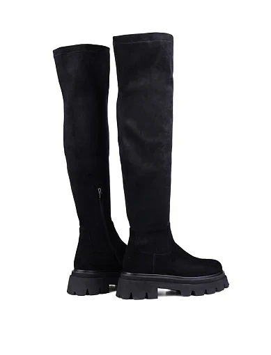 Жіночі ботфорти MIRATON велюрові чорні (3236-2210) - фото 4 - Miraton