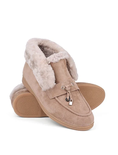 Жіночі черевики лофери Attizzare велюрові бежеві (Y913-26) - фото 2 - Miraton