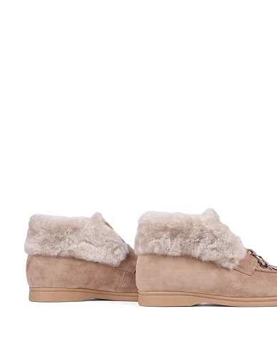 Жіночі черевики лофери Attizzare велюрові бежеві (Y913-26) - фото 4 - Miraton