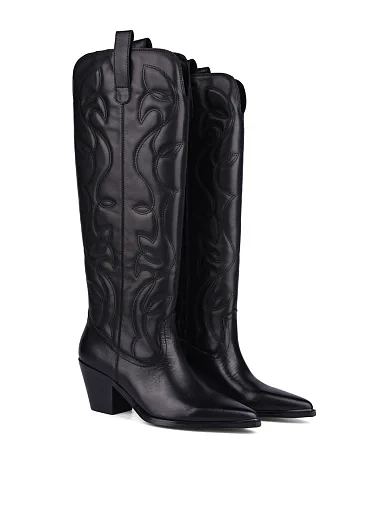 Жіночі чоботи козаки MIRATON шкіряні чорні (JR087-11) - фото 2 - Miraton