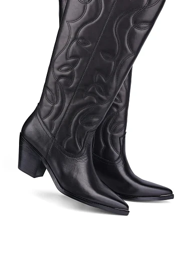 Жіночі чоботи козаки MIRATON шкіряні чорні (JR087-11) - фото 4 - Miraton