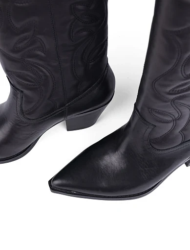 Жіночі чоботи козаки MIRATON шкіряні чорні (JR087-11) - фото 5 - Miraton