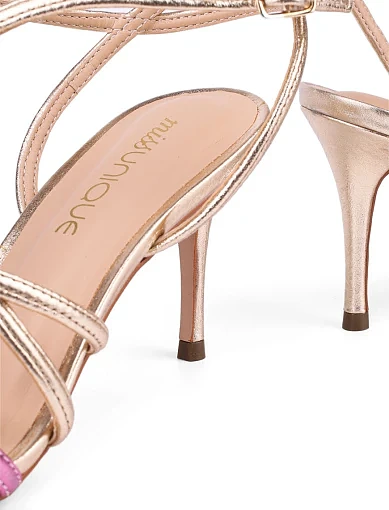 Жіночі босоніжки VICENZA шкіряні золотого кольору (2333-B-1) - фото 3 - Miraton