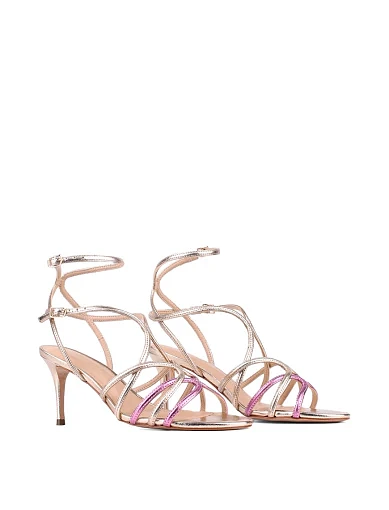 Жіночі босоніжки VICENZA шкіряні золотого кольору (2333-B-1) - фото 4 - Miraton