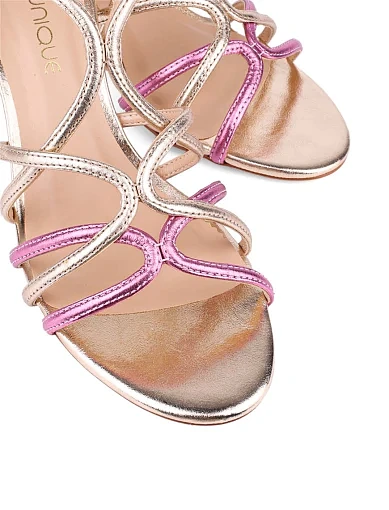 Жіночі босоніжки VICENZA шкіряні золотого кольору (2333-B-1) - фото 6 - Miraton