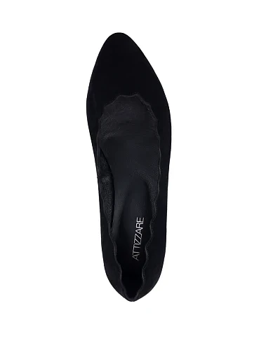 Жіночі балетки Attizzare велюрові чорні з ажурним вирізом (0231-1) - фото 4 - Miraton