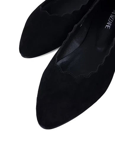 Жіночі балетки Attizzare велюрові чорні з ажурним вирізом (0231-1) - фото 5 - Miraton