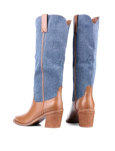 Женские сапоги казаки MIRATON кожаные коричневые - фото 5 - Miraton