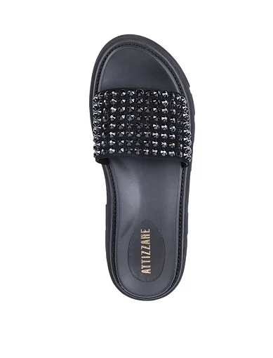 Жіночі шльопанці Attizzare велюрові чорні(3105-183-1) - фото 4 - Miraton