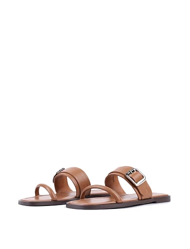 Жіночі шльопанці Attizzare шкіряні коричневі - фото 3 - Miraton