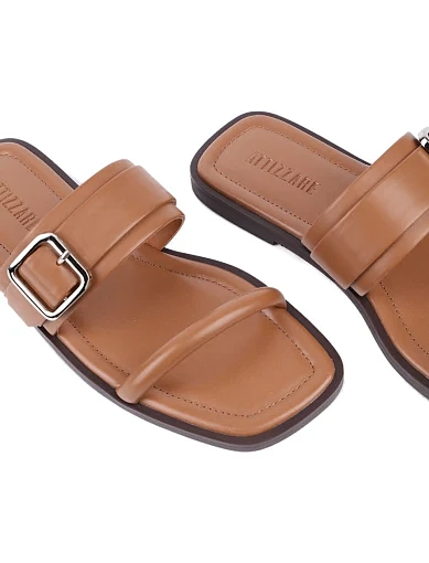 Жіночі шльопанці Attizzare шкіряні коричневі - фото 5 - Miraton