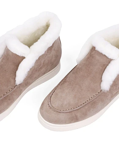 Жіночі черевики Attizzare велюрові бежеві з підкладкою з натурального хутра (Y918-913-3) - фото 5 - Miraton