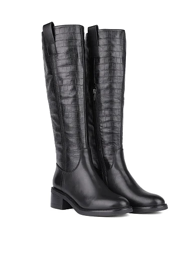 Жіночі чоботи Attizzare шкіряні чорні з підкладкою з натурального хутра (WS7191F-17-7R-N560K/H512K) - фото 2 - Miraton