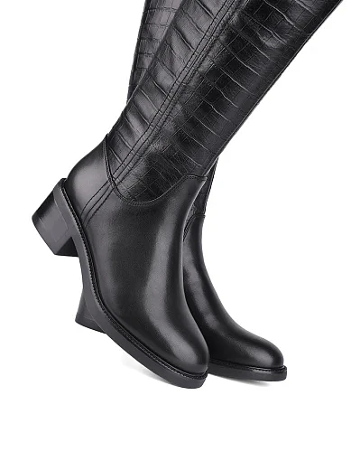 Жіночі чоботи Attizzare шкіряні чорні з підкладкою з натурального хутра (WS7191F-17-7R-N560K/H512K) - фото 5 - Miraton