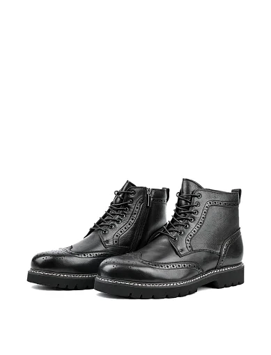 Мужские ботинки Miguel Miratez кожаные черные с подкладкой из натурального меха - фото 3 - Miraton