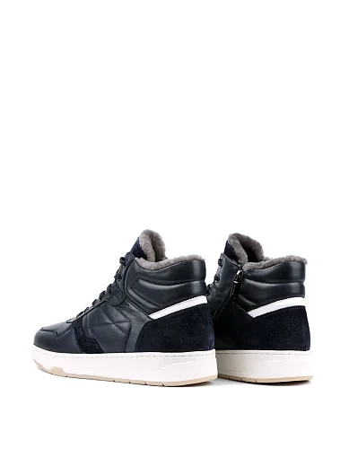 Чоловічі черевики Miguel Miratez шкіряні сині з підкладкою з натурального хутра - фото 4 - Miraton