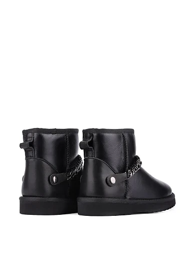 Женские угги MIRATON кожаные черные с подкладкой из натурального меха - фото 3 - Miraton