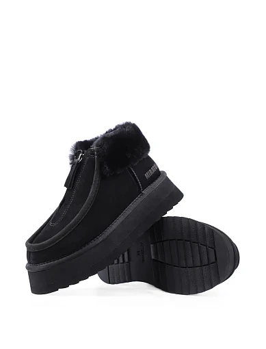 Жіночі черевики MIRATON велюрові чорні з підкладкою з натурального хутра (1122551) - фото 2 - Miraton