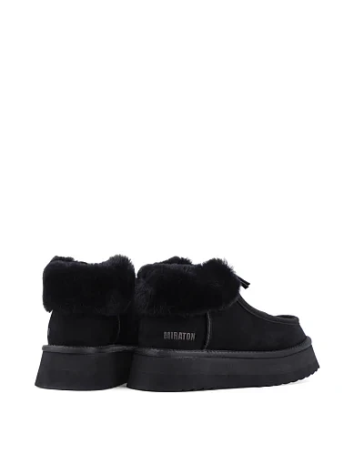 Жіночі черевики MIRATON велюрові чорні з підкладкою з натурального хутра (1122551) - фото 4 - Miraton