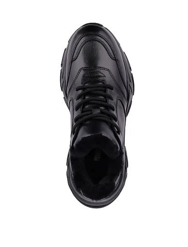 Жіночі кросівки MIRATON шкіряні чорні з підкладкою з натурального хутра (XH001-5) - фото 4 - Miraton