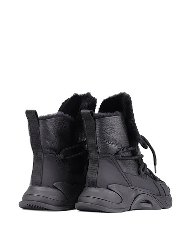 Жіночі черевики MIRATON шкіряні чорні з підкладкою з натурального хутра (XH2199-15X) - фото 3 - Miraton