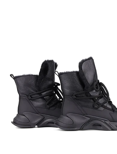 Жіночі черевики MIRATON шкіряні чорні з підкладкою з натурального хутра (XH2199-15X) - фото 5 - Miraton