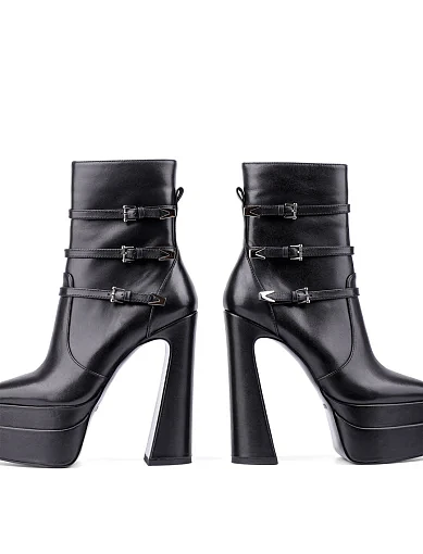 Жіночі черевики MIRATON шкіряні чорні з підкладкою з байки (L017-2) - фото 3 - Miraton