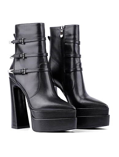 Жіночі черевики MIRATON шкіряні чорні з підкладкою з байки (L017-2) - фото 4 - Miraton