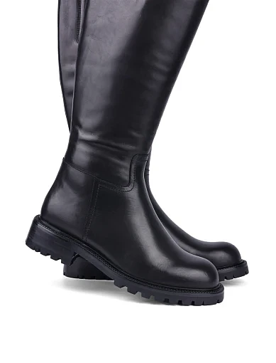 Жіночі чоботи Attizzare шкіряні чорні з підкладкою з натурального хутра (X2110-1521-1BM) - фото 2 - Miraton