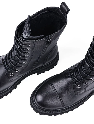 Жіночі черевики MIRATON шкіряні чорні з підкладкою з натурального хутра (0146M-8353-2203) - фото 5 - Miraton