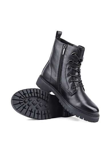 Жіночі черевики Attizzare шкіряні чорні з підкладкою з натурального хутра (AT39M-36B) - фото 2 - Miraton