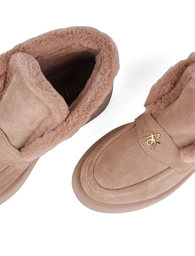 Жіночі черевики лофери Attizzare велюрові бежеві (0436-24.0116ОЗ24-25) - фото 5 - Miraton