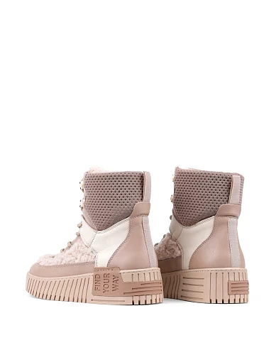 Жіночі черевики Attizzare шкіряні бежеві з підкладкою з натурального хутра (169-002D) - фото 4 - Miraton