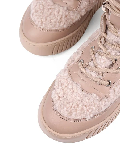 Жіночі черевики Attizzare шкіряні бежеві з підкладкою з натурального хутра (169-002D) - фото 5 - Miraton