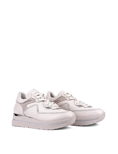 Жіночі кросівки Attizzare шкіряні рисового кольору (24KA-933) - фото 3 - Miraton